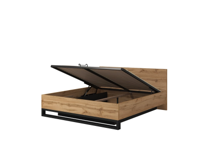HALLE S 52 posteľ 180 cm s výklopným roštom, dub Wotan / čierna