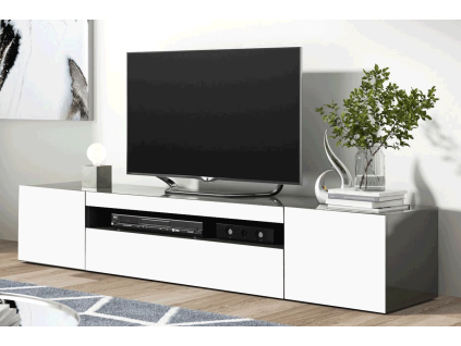 FORZE moderný TV stolík, antracit/biely lesk, II. AKOSŤ