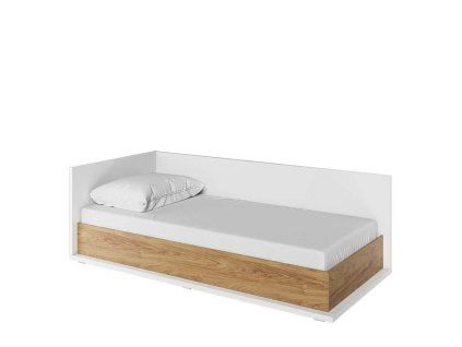 SIMI MS 09L, postel lava 90 cm s matracom, biela hikoria prirodna 1