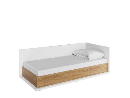 SIMI MS 09P, postel prava 90 cm s matracom, biela hikoria prirodna 1